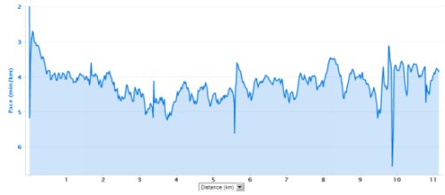 Reebok 7 Nisan koşusu tempo grafiğim